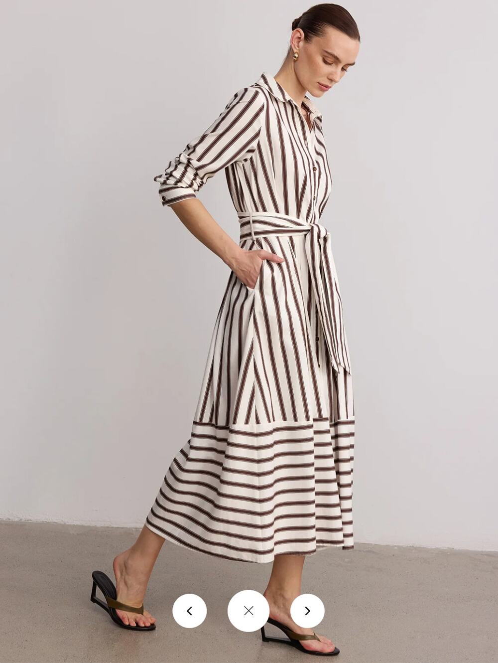 NWT Commense Belted Striped Shirt Dress Sz S